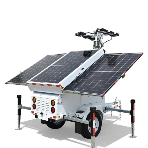 Hydraulic Solar Light Tower with LED Lights & Retractable Panels