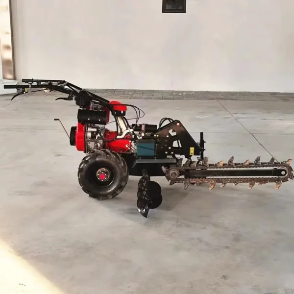 Self-propelled 12HP Diesel Walk Behind Mini Trencher Ditcher Machine