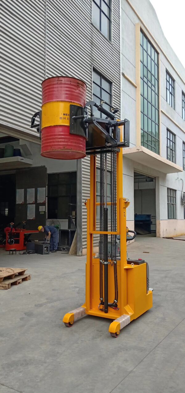 Electric Hydraulic Drum Stacker with 360° Rotating Clamp – Heavy-Duty Industrial Barrel Lifter