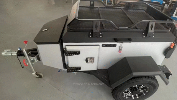 Compact Off-Road RV Trailer with Rooftop Tent – Stylish & Affordable