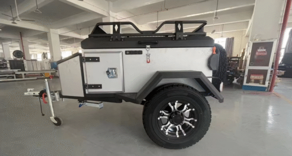 Compact Off-Road RV Trailer with Rooftop Tent – Stylish & Affordable