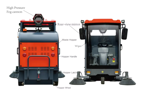 E1901 Electric Ride-On Road Sweeper – 48V Self-Propelled Street Sweeper