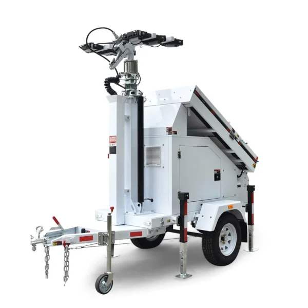 Hydraulic Solar Light Tower with LED Lights & Retractable Panels