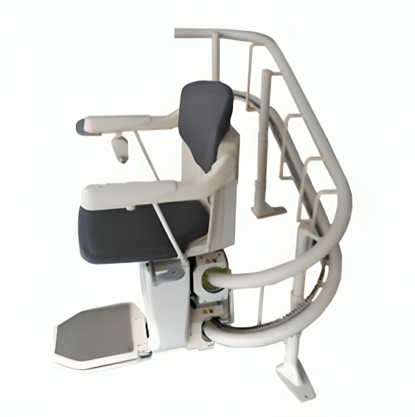 Curved Electric Stair Chair Lift for Disabled – Hydraulic Home Stair Climber with Emergency Lift & Auto Brake | 120kg Capacity