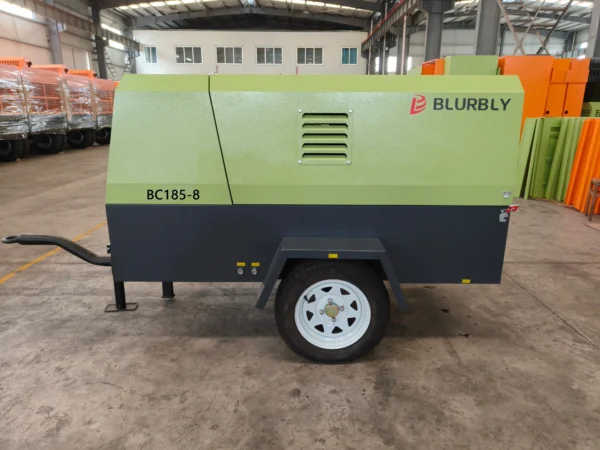 Compact Diesel Air Compressor 185 CFM – Mobile Unit for Infrastructure Projects